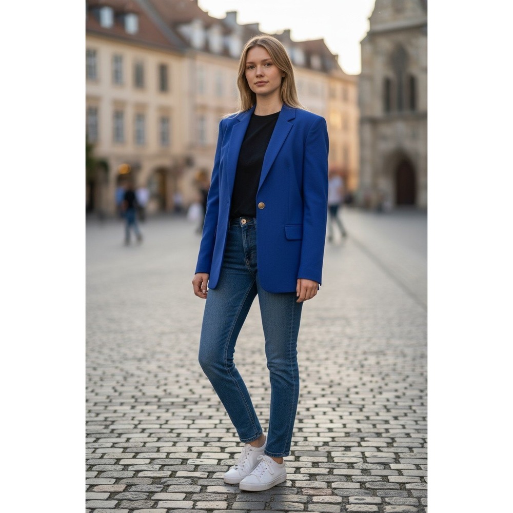 Vintage Club Classics Women's Wool Cashmere‎ Blend Blue Coat